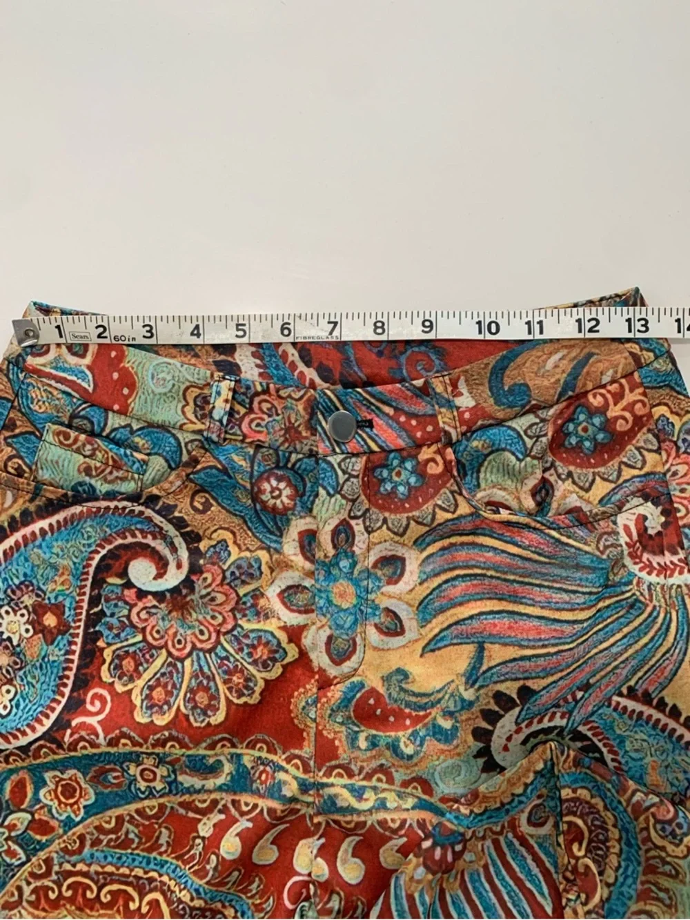 High-waisted Paisley Flare Retro Boho Festival Pants, Vintage inspired Coachella - Picture 6 of 10